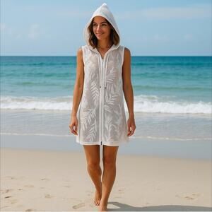 Ana White Hoodie Swimsuit Cover Up Full Zip Size S